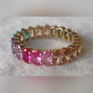 Gold Multi-Stone Eternity Band - Pink & Multicolor